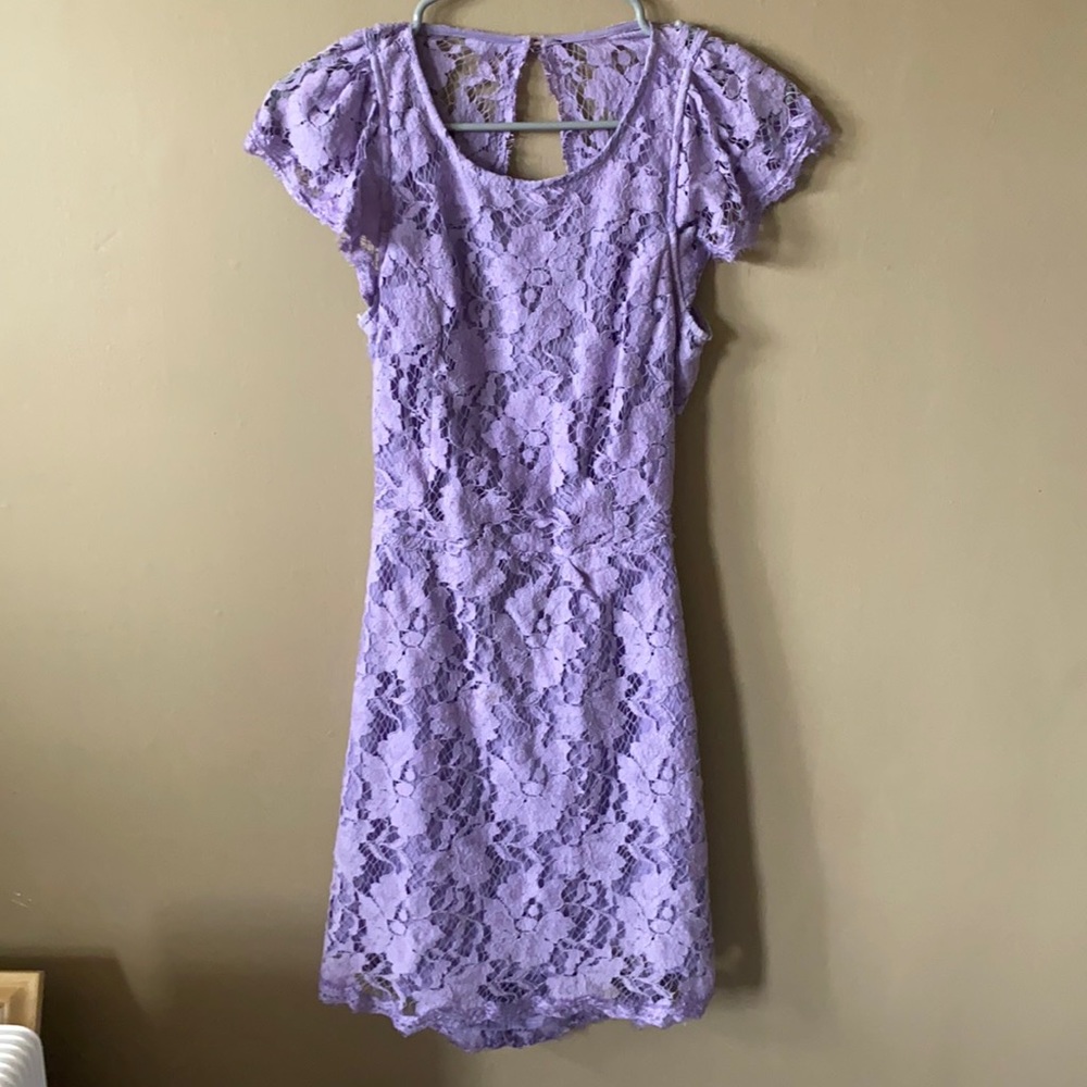 Purple lace mini dress